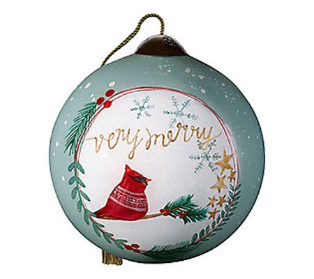 Cardinal With Merry Message Ornament