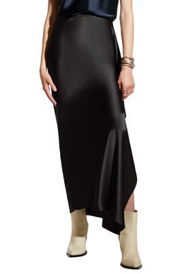 Careste Rose Asymmetric Silk Skirt in Black