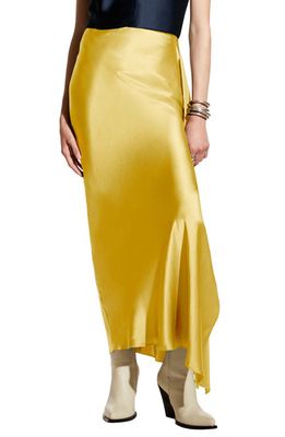Careste Rose Asymmetric Silk Skirt in Oil Yellow