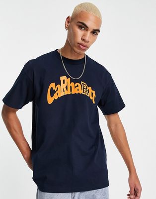 Carhartt WIP amherst logo t-shirt in dark navy