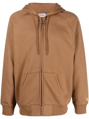 Carhartt WIP Chase zip-up cotton-blend hoodie - Brown