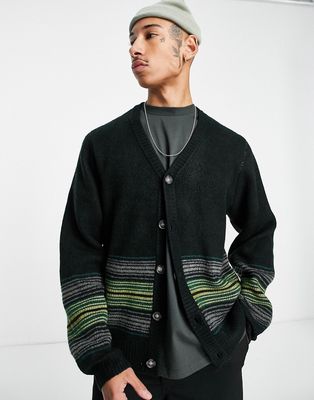 Carhartt WIP Dillon stripe knit cardigan in black