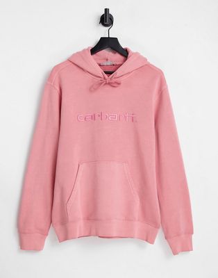 Carhartt WIP duster pigment dye heavyweight hoodie in pink
