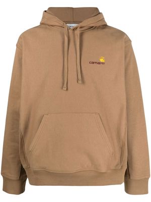 Carhartt WIP embroidered-logo cotton hoodie - Brown