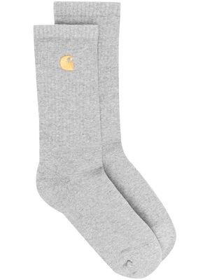 Carhartt WIP embroidered-logo ribbed socks - Grey