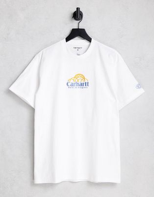 Carhartt WIP geo script embroidered T-shirt in white