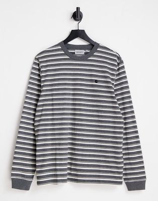 Carhartt WIP gleeson stripe long sleeve top in white
