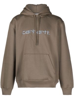 Carhartt WIP logo-embroidered jersey hoodie - Brown
