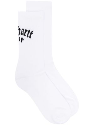 Carhartt WIP logo intarsia-knit cotton-blend socks - White