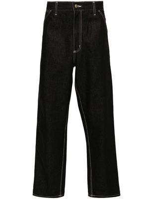 Carhartt WIP logo-patch cotton straight-leg jeans - Black