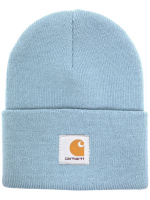 Carhartt WIP logo-patch knitted hat - Blue
