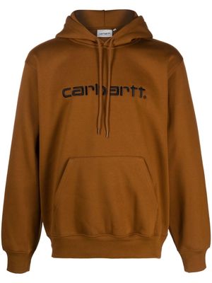 Carhartt WIP logo-print cotton hoodie - Brown