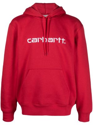 Carhartt WIP logo-print long-sleeve cotton hoodie - Red