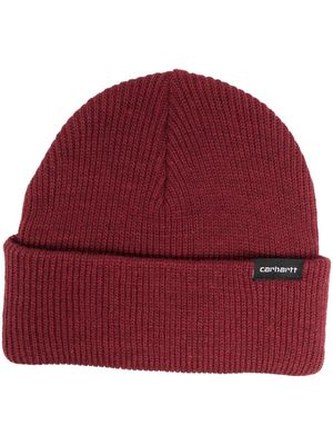 Carhartt WIP logo-tag ribbed-knit beanie - Red