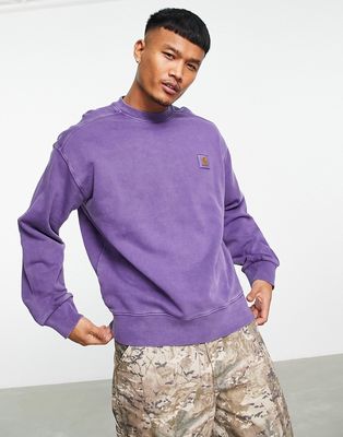 Carhartt WIP Nelson pigment dye sweatshirt in purple