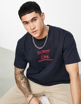 Carhartt WIP schools out print t-shirt in navy