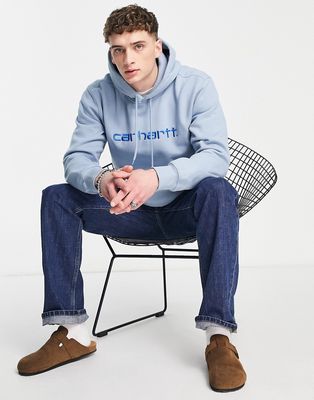 Carhartt WIP script embroidered hoodie in blue