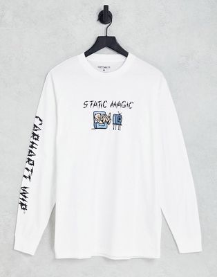 Carhartt WIP static magic print long sleeve top in white