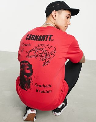 Carhartt WIP synthetic realities backprint t-shirt in red