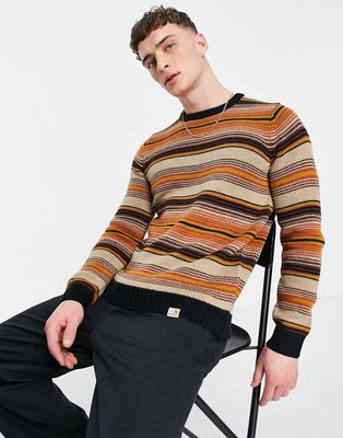 Carhartt WIP tuscon stripe knit sweater in brown