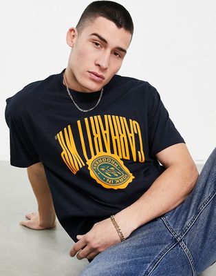 Carhartt WIP upside down print t-shirt in dark navy