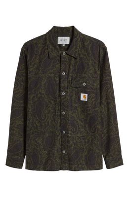 Carhartt Work In Progress Charter Paisley Cotton Twill Button-Up Shirt Jacket in Paisley Print Plant