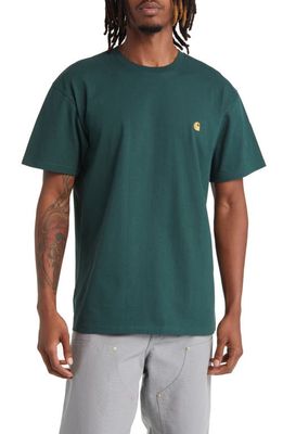 Carhartt Work In Progress Chase Crewneck T-Shirt in Discovery Green /Gold