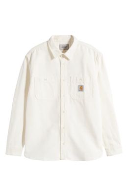 Carhartt Work In Progress Clink Cotton Canvas Button-Up Shirt in Wax Rigid