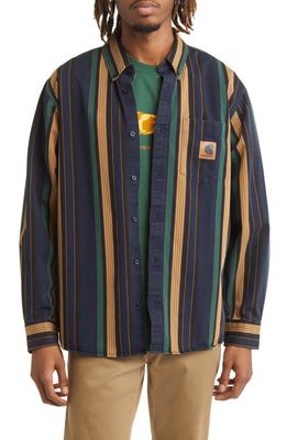 Carhartt Work In Progress Dorado Stripe Cotton Button-Down Shirt in Dorado Stripe Dark