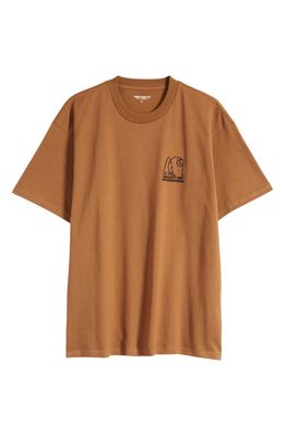 Carhartt Work In Progress Groundworks Oversize Embroidered Organic Cotton T-Shirt in Hamilton Brown