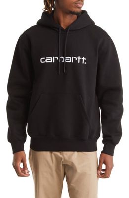 Carhartt Work In Progress Hooded Logo Sweatshirt in Black /White