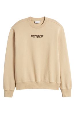 Carhartt Work In Progress Ink Bleed Graphic Cotton Sweatshirt in Sable /Tobacco Stone Washed