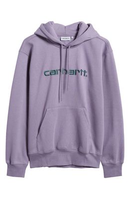 Carhartt Work In Progress Logo Embroidered Hoodie in Purple /Discovery Green