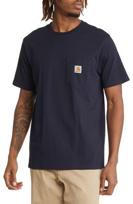Carhartt Work In Progress Logo Pocket T-Shirt in Dark Navy