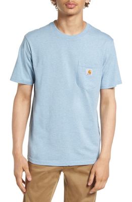 Carhartt Work In Progress Logo Pocket T-Shirt in Frosted Blue Heather