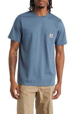 Carhartt Work In Progress Logo Pocket T-Shirt in Storm Blue