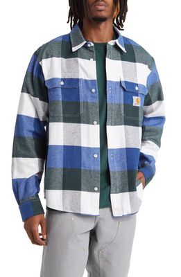 Carhartt Work In Progress Lyman Plaid Cotton Flannel Button-Up Shirt in Lyman Check Discovery Green