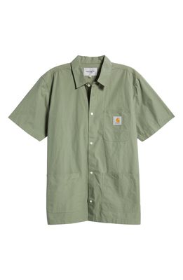 Carhartt Work In Progress Men's Creek Short Sleeve Organic Cotton Button-Up Work Shirt in Dollar Green