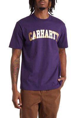 Carhartt Work In Progress Men's University T-Shirt in Cassis /Gold
