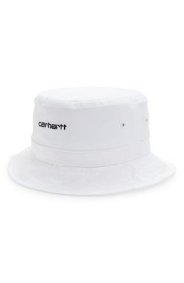 Carhartt Work In Progress Script Bucket Hat in White /Black