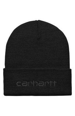Carhartt Work In Progress Script Logo Cuff Beanie in Black /Black