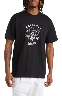 Carhartt Work In Progress Souvenir Valley Embroidered Organic Cotton T-Shirt in Black /Wax