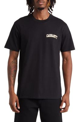 Carhartt Work In Progress University Script Logo T-Shirt in Black /Gold