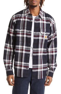 Carhartt Work In Progress Wallace Plaid Flannel Button-Up Shirt in Wallace Check Dark