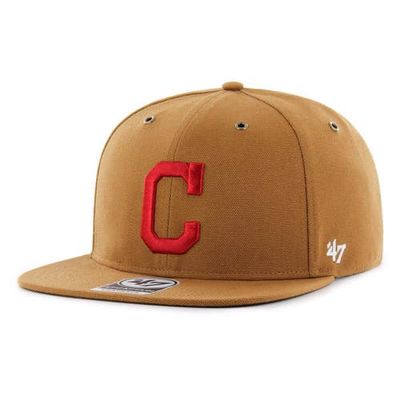 CARHARTT X 47 Men's '47 Brown Cleveland Indians Carhartt Captain Snapback Adjustable Hat