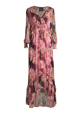 Carina Floral Silk Maxi Dress