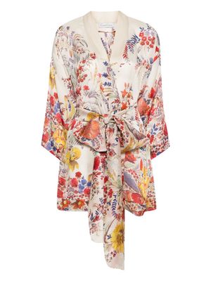 Carine Gilson Beautiful Garden-print kimono - Neutrals