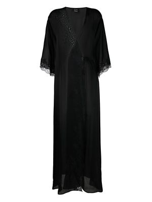 Carine Gilson Calais-Caudry lace silk kimono - Black