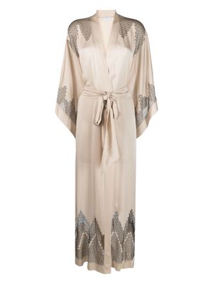 Carine Gilson calais-caudry lace silk kimono - Neutrals