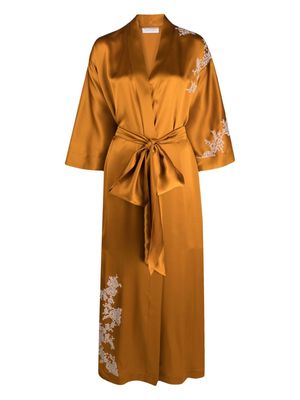 Carine Gilson Calais-Caudry lace silk kimono - Orange